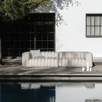 2025 ensemble de meubles d'extérieur d'usine ensemble de canapé en teck pour jardin hôtel complexe villa piscine avec table en bois