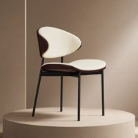 Silla de Comedor Moderna, Asiento Tapizado en Blanco y Negro, Respaldo de Fibra de Carbono Rojo y Azul, para Restaurante, Suministro al por Mayor, Personalización B2B