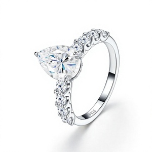 5x10mm Marquise Cut Moissanite Solitaire <b>Ring</b> 1CT VVS GRA Certified 925 Sterling <b>Silver</b> Prong Set Engagement Wedding <b>Band</b> <b>Ring</b> - Product Image 3