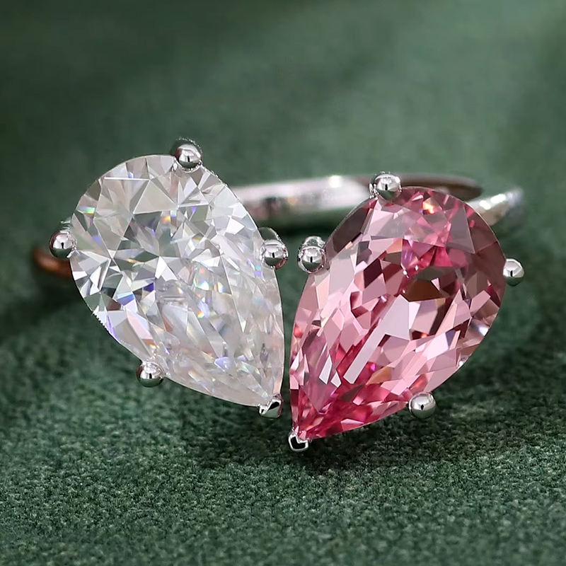 Bague moissanite en or massif 18 carats véritable