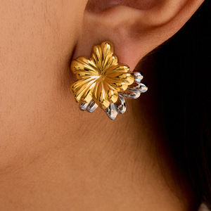 <b>Stud</b> <b>Earrings</b> Geometric Gold <b>Silver</b> Color Block Minimalist Design Fashion Jewelry - Product Image 3