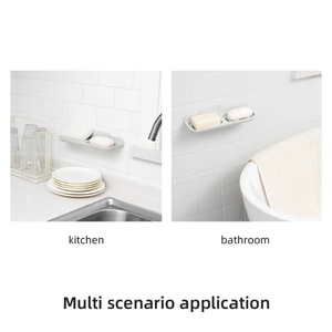 Estante Multifuncional de Doble Rejilla sin Perforaciones para Jabón y Toallas de Barra Individual para Baño - Product Image 2