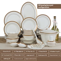 Ensemble de vaisselle en céramique de porcelaine osseuse de style européen moderne comprenant des plats et des assiettes en porcelaine pour la maison et les fêtes pour offrir des cadeaux