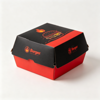 Boîte à hamburger jetable sans PFAS pour la restauration rapide, emballage pour frites, poulet, boîte à clapet, boîte à gable