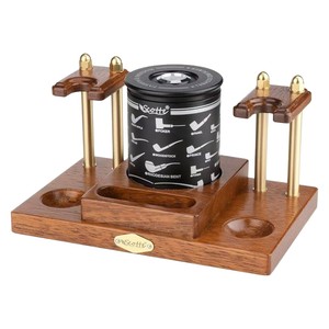 Soporte de madera para pipas Scottie con caja de almacenamiento para tabaco, organizador de escritorio para pipas de fumar, regalo. - Product Image 3