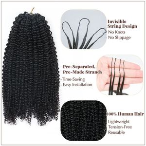 Kinky Curly Feather Crochet Haarverlängerungen, vorgeformte Miracle Knots, vorgereihte knotenlose, wiederverwendbare Extensions für schwarze Frauen - Product Image 6