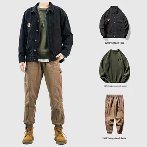 Completo Sportivo in Velluto a Coste Stile Americano per Uomo, Giacca Bomber Autunnale e Kit Casual da Lavoro in Tre Pezzi - Product Image 3
