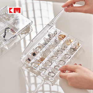 Hoa Tai lưu trữ đồ trang sức hộp đồ trang sức bông tai vòng cổ phụ kiện hộp đa tế bào tổ chức rõ ràng hộp lưu trữ - Product Image 2