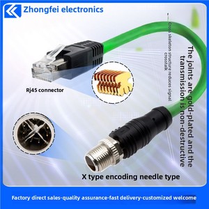 M12 8 lõi RJ45 cáp Ethernet linh hoạt x-loại cặp xoắn đôi lá chắn công nghiệp mèo 6 kết nối adapter Sản xuất tại Trung Quốc - Product Image 2