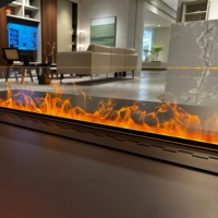 Cheminée électrique noire 3D vapeur d'eau effet de flamme télécommande décoration de brouillard hôtel Installation intégrée fonctionnement français