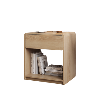 <span class=keywords><strong>Comodino</strong></span> con Angoli Arrotondati e Finitura Texturizzata, Mobile in Legno per Stoccaggio, Moderno e Semplice, Ecologico, per Hotel, Appartamenti e Camere da Letto - Product Image 1