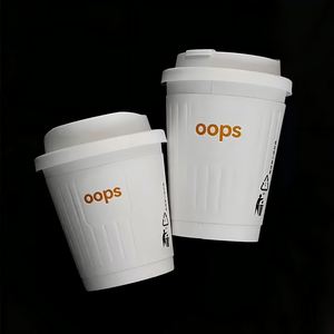 Custom logo 3D Embossed Double Wall <b>Disposable</b> Coffee Paper <b>Cup</b> With Lids for Hot Drink Coffee - Product Image 3