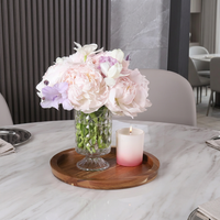 Plateau décoratif circulaire en bois d'acacia - Écologique, durable, non toxique pour les tables basses, les comptoirs de cuisine et l'usage domestique