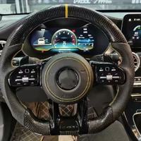 Volant Mercedes Benz en cuir perforé en fibre de carbone personnalisé pour AMG, compatible avec W177 W213 W206 W205 W214 C257 W222 W223