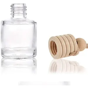8ml Empty Cylinder Hanging Car Air Freshener Diffuser Glass Bottle For Aromatherapy Essential Oils