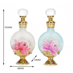 Botella de Perfume de Vidrio Esmerilado Plano de 10 ml, con Diseño de Loto Esmaltado, al por Mayor - Product Image 3