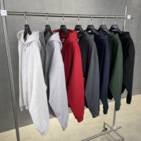 Fabricants de vêtements – Nouvelle collection automne : Sweat à capuche épais pour homme, 445g, en polaire polyester/coton, couleur unie, double fermeture éclair, style américain