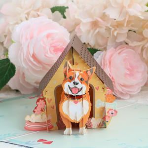 Thiết Kế Mới Giấy Người Yêu Vật Nuôi 3D Cửa sổ bật lên Con Chó Và Nhà Sinh Nhật Thiệp Chúc Mừng Trang Trí Với Lưu Ý Thẻ Và Phong bì - Product Image 2