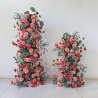 Menara Bunga Buatan, Lengkungan, Mawar Pink dan Putih, Dekorasi Latar Belakang Pernikahan, Dekorasi Pesta, Dekorasi Panggung, Dekorasi Rumah