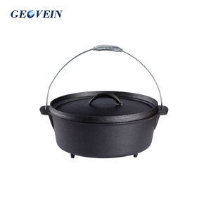 Geovein Promotion Spéciale – <span class=keywords><strong>Cocotte</strong></span> de Camping <span class=keywords><strong>en</strong></span> <span class=keywords><strong>Fonte</strong></span> Pré-Condimentée à 3 Pieds pour Cuisson <span class=keywords><strong>en</strong></span> Extérieur - Product Image 5
