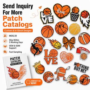 Patch brodé thermocollant ou à coudre en chenille, motif ballon de basketball, flamme, cercle, cœur, amour, pour cadeau enfant, vente en gros - Product Image 2