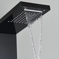 Panneau de douche mural LED moderne à jet de pluie, avec jets de massage, mitigeur thermostatique en céramique à poignée unique, en acier inoxydable – Meilleures ventes
