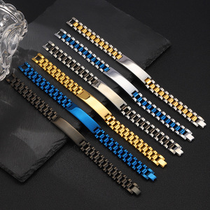 <span class=keywords><strong>Bracciale</strong></span> Rettangolare Punk all'Ingrosso - Acciaio Inossidabile <span class=keywords><strong>Incisione</strong></span> Personalizzata Lettere/Parole, Alta Qualità Unisex - Product Image 1