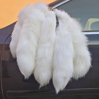 Vente en gros de queues de renard en fourrure véritable, grandes, noires, duveteuses, de 45 cm, pour la décoration, porte-clés