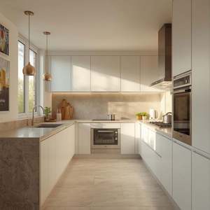 Gabinete de Cocina Blanco Estilo Shaker, Madera Maciza de Lujo con Piedra de Cuarzo, Muebles de Madera Hechos a Medida, Madera Maciza Americana - Product Image 4