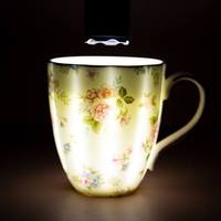 Tasse en Porcelaine Fine à Motif Floral Style Champêtre Résistante aux Hautes Températures pour Cadeaux d'Affaires et Utilisation au Bureau