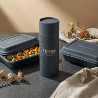 Boîte alimentaire écologique en bagasse de canne à sucre pour salade, avec logo personnalisé en relief, biodégradable, pour plats à emporter et pique-niques