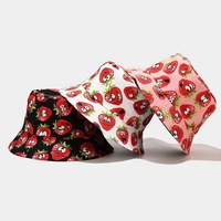 Groothandel Zomer Reversibele Bucket Hats Unisex Digitaal Geprint Polyester Fruitpatroon Buitenreizen Wandel Vissershoed