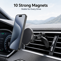 Support de téléphone magnétique pour voiture à dissipation thermique avec ventouse, pince stable à 3 griffes, rotation à 360 degrés, hauteur réglable