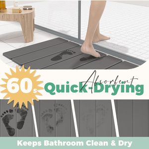 Alfombrillas de baño de ducha antideslizantes superabsorbentes de secado rápido personalizadas CF, alfombrilla de baño de piedra de diatomita plegable, antideslizante - Product Image 3