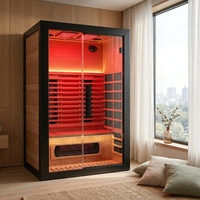 Sauna infrarouge à spectre complet personnalisé en bois de pruche pour 2 personnes, sauna sec intérieur pour la maison et la salle de sport