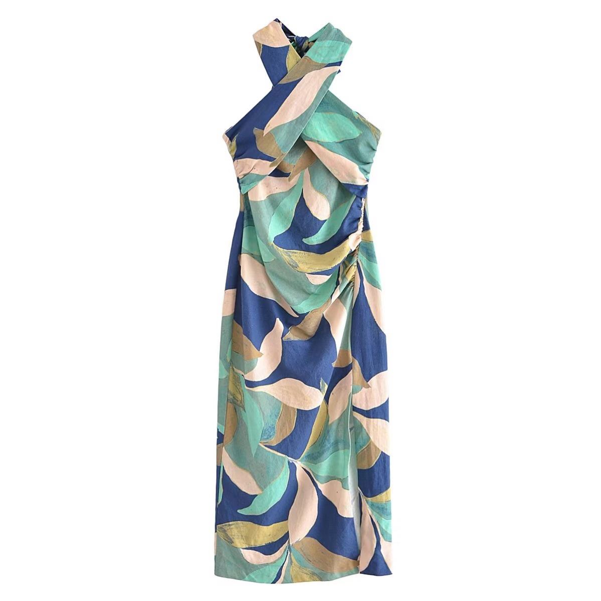 Women's 2023 Summer & Autumn Hemp MIDI Dress - Patchwork Print Women's 2023 Summer & Autumn Hemp MIDI Dress - Patchwork Print