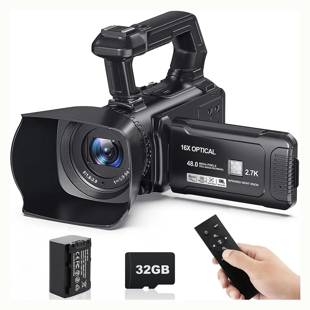 Новая профессиональная видеокамера 2,7 K ИК ночного видения 16X оптический зум 48МП камера рекордер с микрофоном 2,4G пульт дистанционного управления