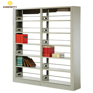 Étagères <span class=keywords><strong>de</strong></span> bibliothèque scolaire modernes en métal à double face, 5 niveaux, bibliothèque ouverte durable pour usage commercial - Product Image 4