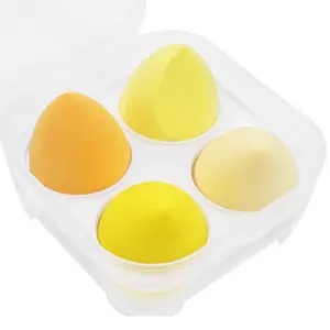 RTS-Set di frullatore in spugna per trucco giallo 4 pezzi con custodia e supporto per spugne di miscelazione multicolore per trucco in polvere crema liquida