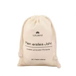 Pandasew 8*10 Cm Beige Medium Cotton Canvas Drawstring Pouch Gift Jewelry <b>Packaging</b> <b>Bags</b> - Product Image 4