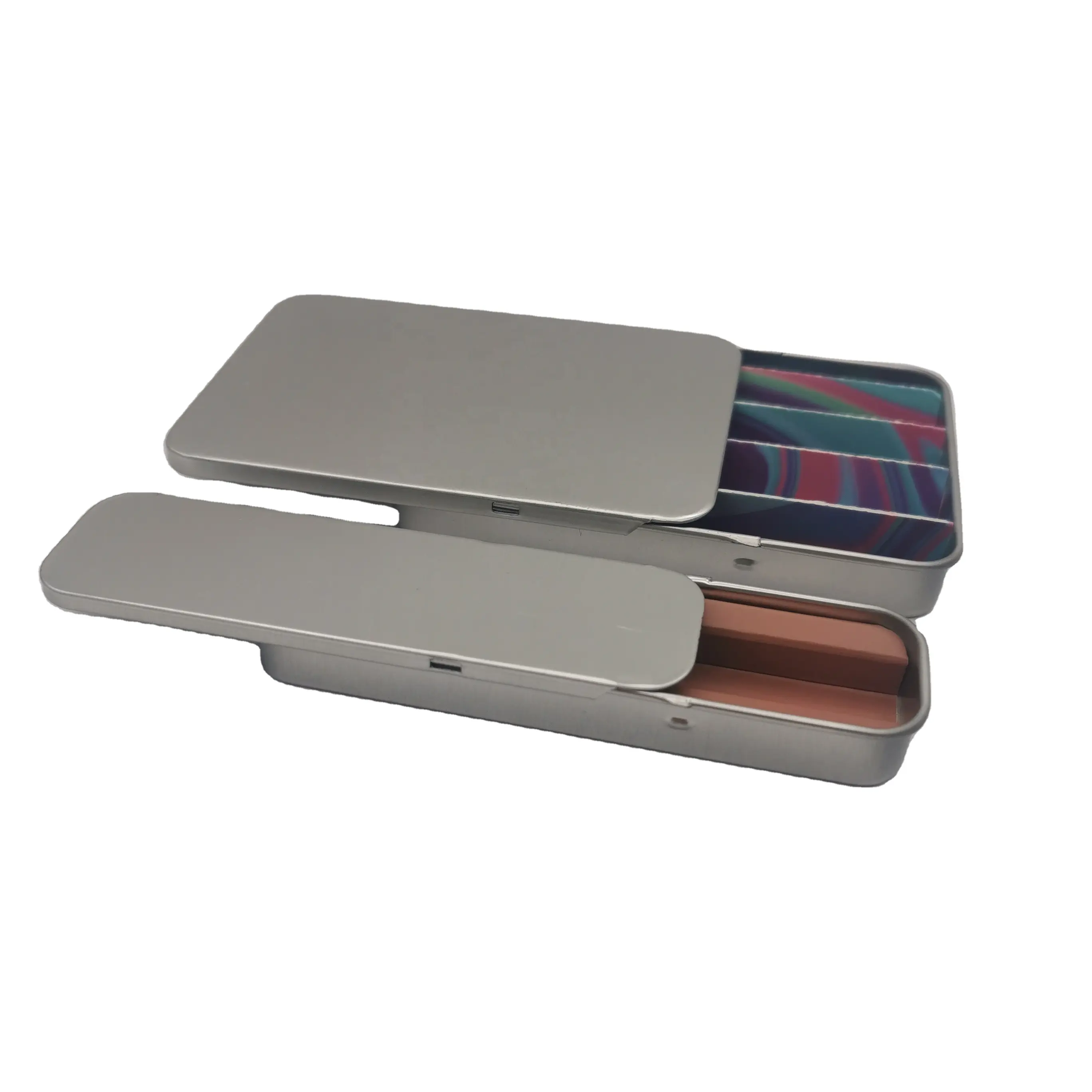 무료 샘플 아이 보호 주석 힌지 뚜껑 맞춤 인쇄 고품질 작은 직사각형 금속 주석 상자