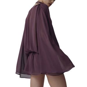 Vestido Camisero de Verano para Mujer, Personalizado por el Fabricante, de Chifón Plisado, Holgado, de Manga Larga y Escote Profundo en V - Product Image 2