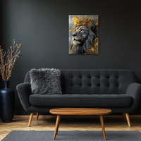 León Real con Corona Dorada, Majestad del Rey de la Selva, Impresión Digital Moderna en Acuarela, Arte en Lienzo, Decoración de Pared