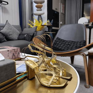 Jimmy Womens Crisscross Strappy <b>Block</b> Heel Sandals Trendy Open Toe Heels for Party Club Night Out Chooing - Product Image 6