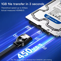 SAMZHE Cable SATA 3.0 de 0.5m con Conector en Ángulo Recto, Cable de PVC para Disco Duro Externo/HDD y Unidad Óptica, Carga Rápida de Doble Canal