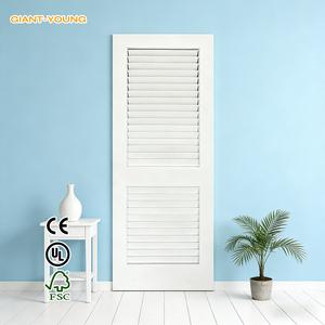 Puerta Corredera de Madera Blanca Personalizada, Estilo Moderno Francés, Impermeable, con Doble Persiana, Panel HDF, para Dormitorio y Cocina, Garantía de 3 Años - Product Image 2