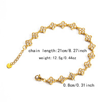 Bracelet trèfle à quatre feuilles en acier inoxydable plaqué or Resoul, anti-ternissement, pour femme, avec chaîne en zircon, bijou de main