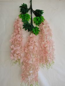 Ghirlanda di vite di seta folta fiori artificiali che appendono <span class=keywords><strong>glicine</strong></span> viola per il giardino di nozze decorazione della parete verde all'aperto - Product Image 2