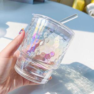 Vaso de Vidrio Colorido con Asa para Beber Café, Té o Agua, con Tapa de Paja con Diseño de Nube - Product Image 3