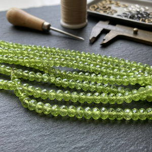 Peridoto Verde Natural a Granel, Cuentas de Piedra Preciosa Sueltas, Forma de Rondel Facetada, Hechas a Mano, Calidad AAA, Certificadas por CMA, 4MM 14 - Product Image 4